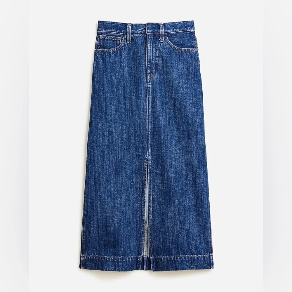 J Crew Denim Midi Skirt in Rinse Wash